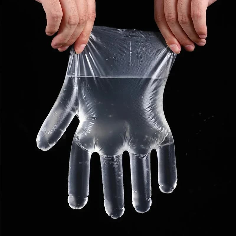 Gants Jetables Transparents en Plastique - Sans Latex pour Cuisine, Préparation et Nettoyage