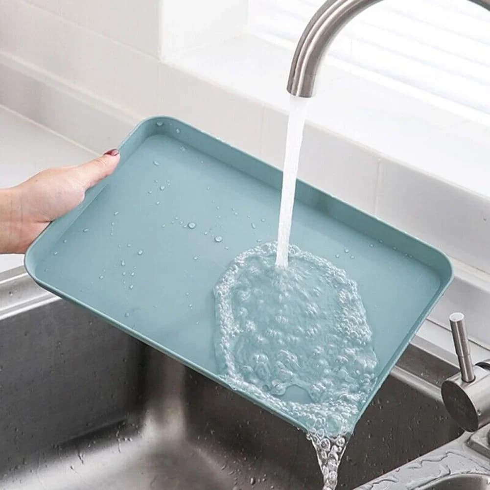 Plateau de service rectangulaire en plastique antidérapant et résistant aux rayures