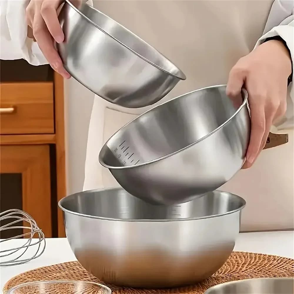 Lot de 1 à 3 bols en acier inoxydable gradués pour cuisine, pâtisserie et conservation des aliments, bols mélangeurs grande capacité