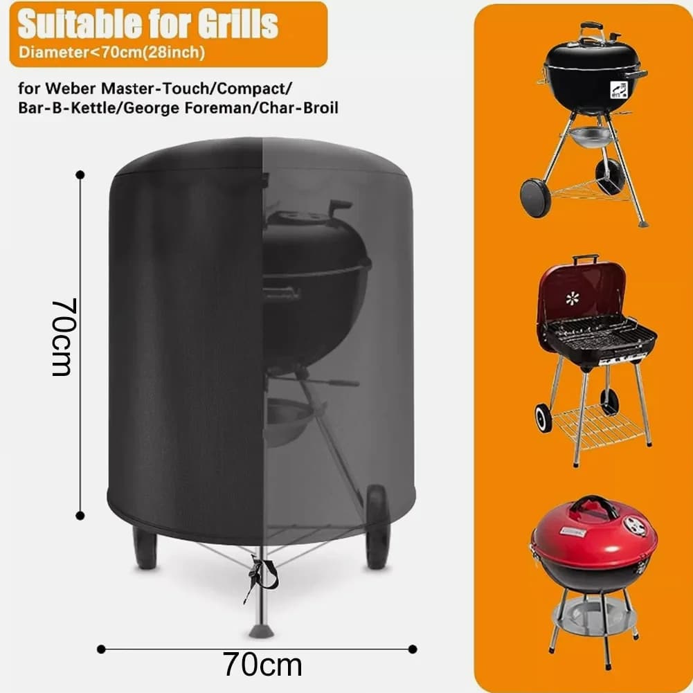 Housse de barbecue ronde étanche Raweao pour Weber, housse de protection extérieure en tissu Oxford 57 cm