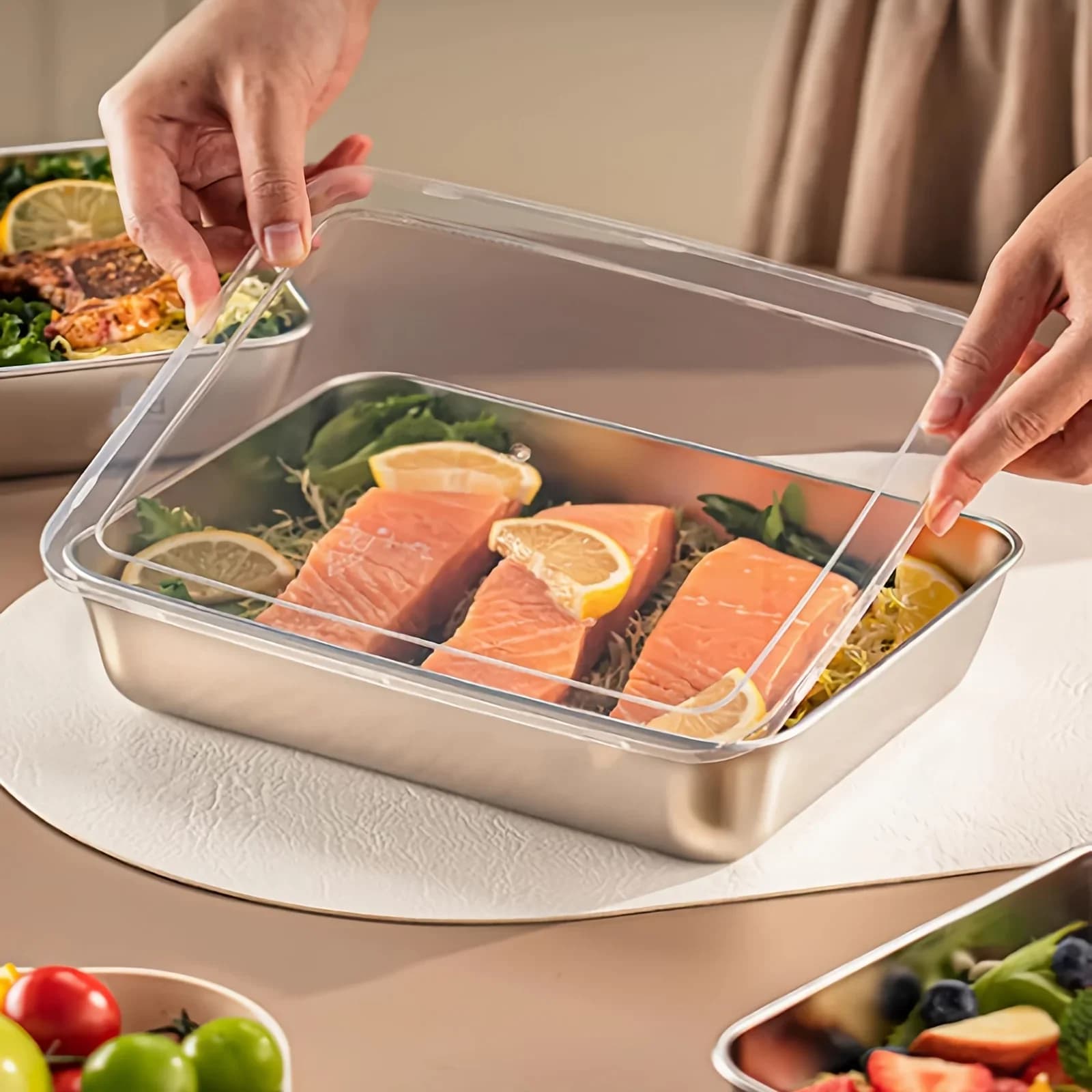 Lot de 3 boîtes alimentaires et lunch box en inox - Boîtes étanches et empilables pour camping