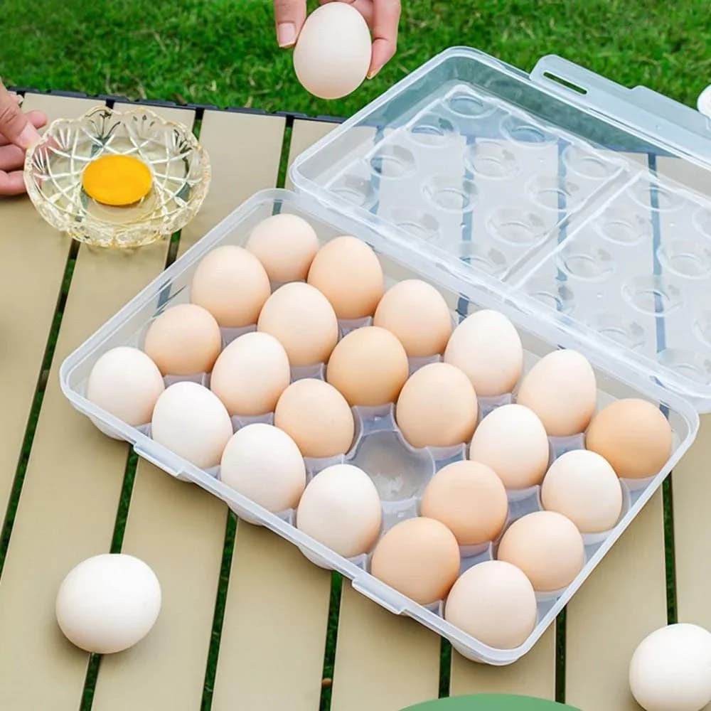 Boîte de rangement pour œufs en plastique avec couvercle pour réfrigérateur
