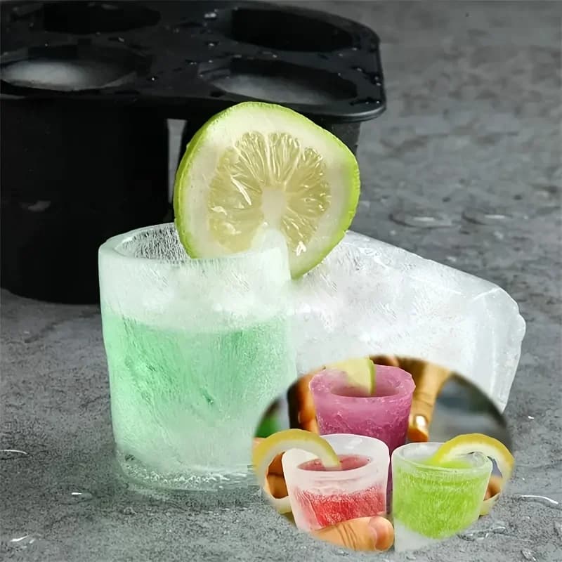 Moule à glaçons en silicone à 4 trous, presse-glaçons ronds pour whisky et cocktails