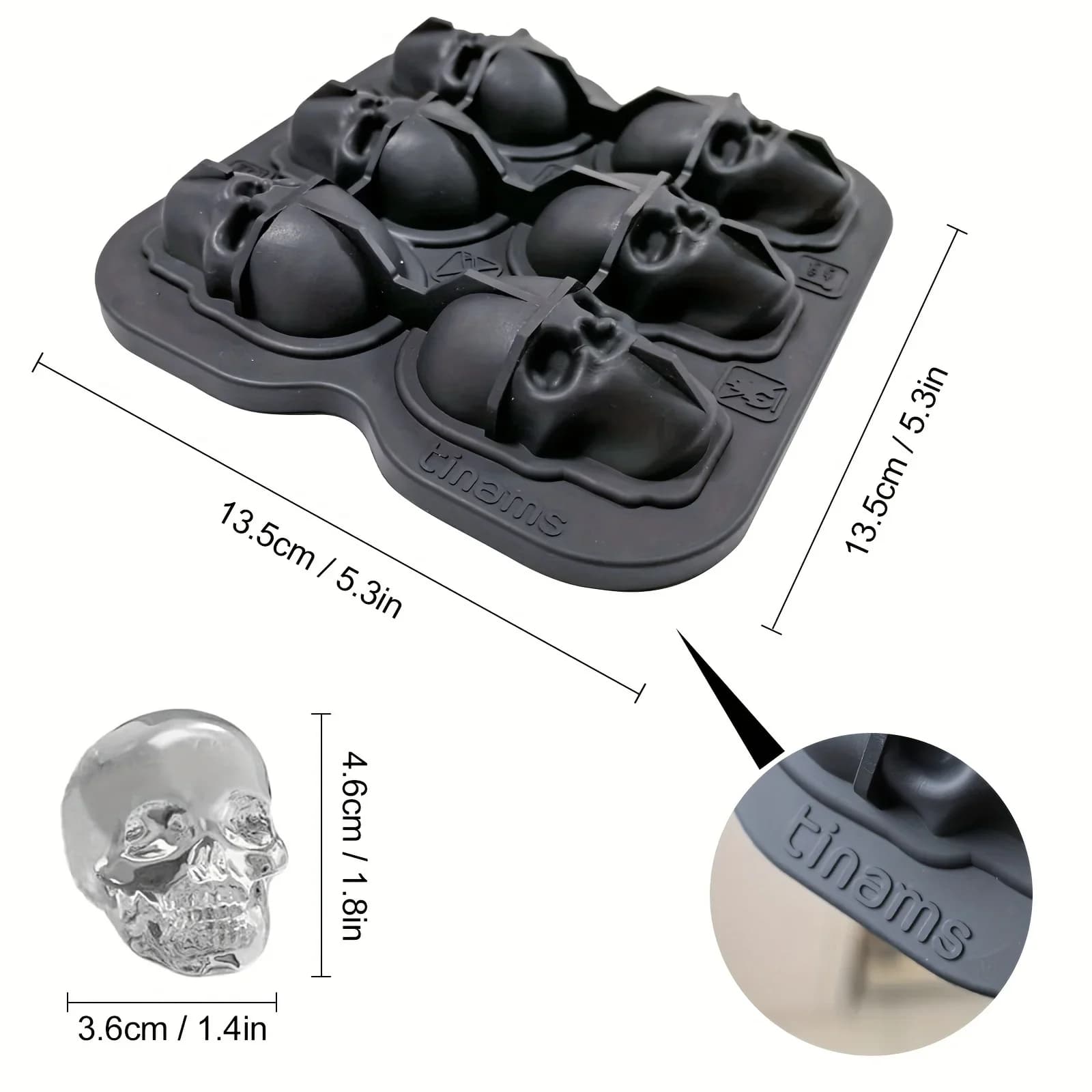 Moule à Glaçons Tête de Mort 3D en Silicone sans BPA pour Cocktails