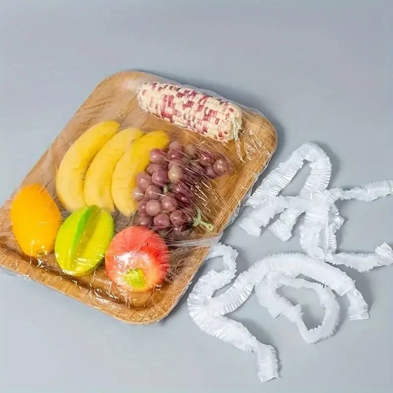 50 Couvre-Plats Élastiques Réutilisables en PE - Charlottes Alimentaires Extensibles pour Pain, Fruits et Encas