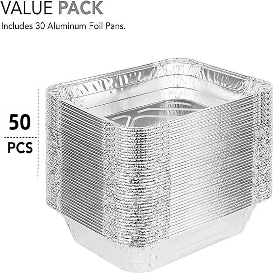 50 barquettes jetables en aluminium pour cuisson, réchauffage et conservation