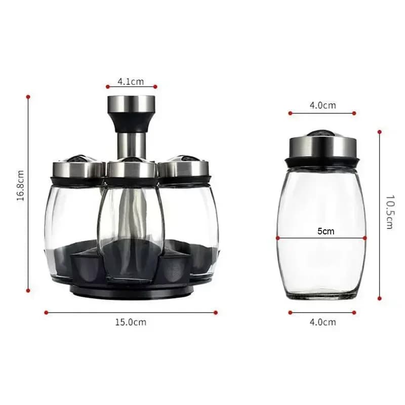 Pot à épices individuel en verre avec support - Salière et poivrière