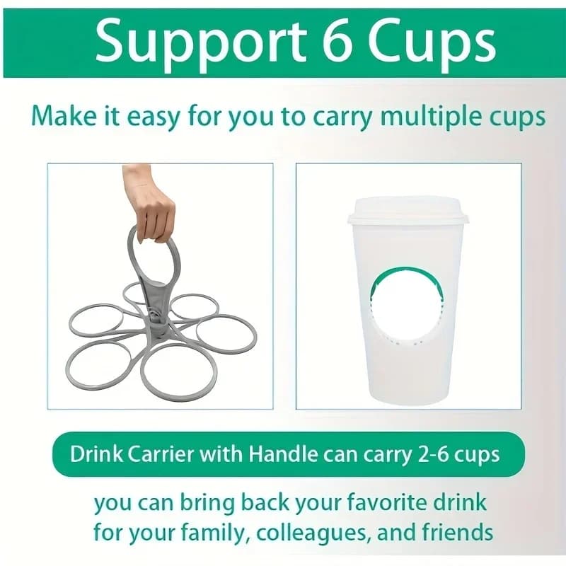 Porte-Gobelets Pliable 6 Emplacements avec Poignée 1/2 pcs - Support Boissons Portable Réutilisable