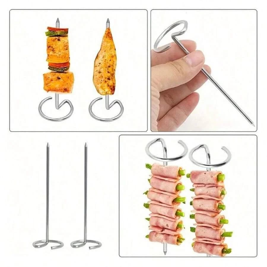 Lot de 10/20/30 brochettes en acier inoxydable réutilisables pour barbecue