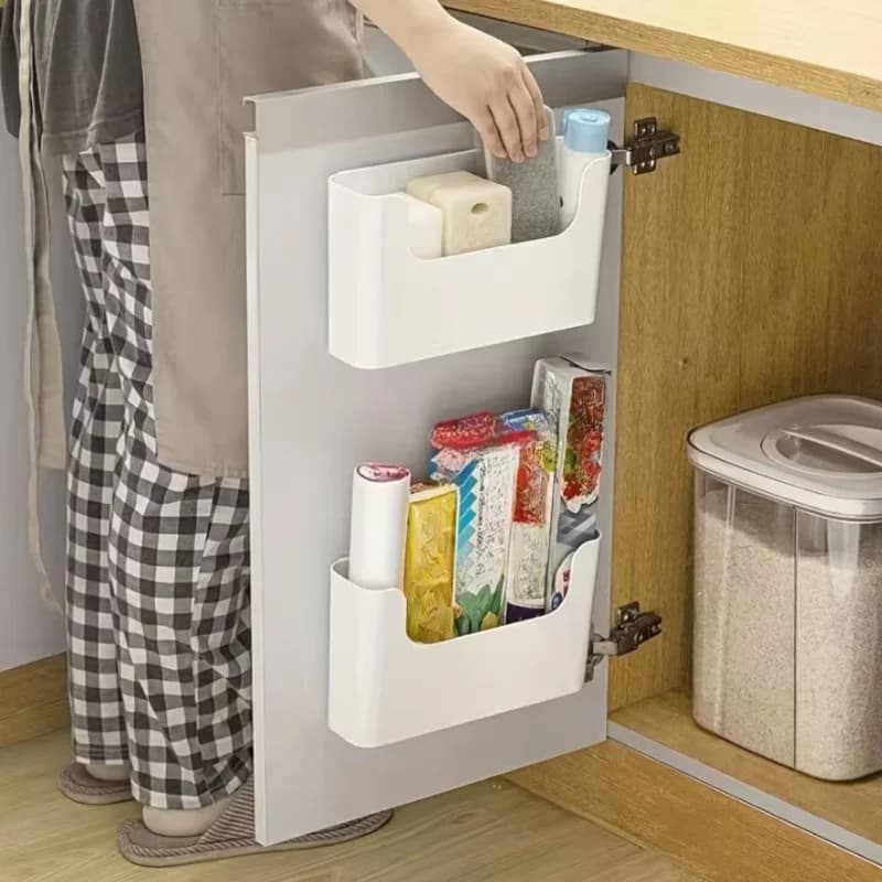 Organisateur mural pour porte de placard, support pour film alimentaire, sachets et produits de bain