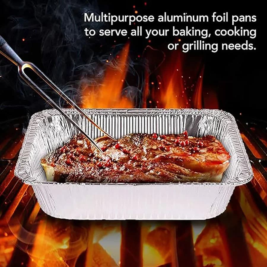 50 barquettes jetables en aluminium pour cuisson, réchauffage et conservation