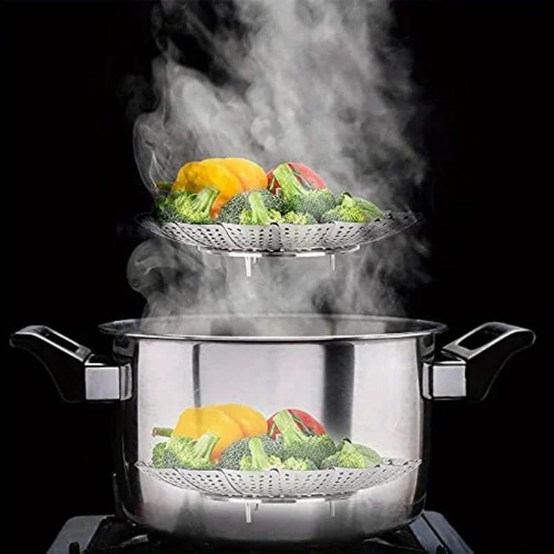 Panier vapeur pliable en acier inoxydable 6-10,5" pour casseroles