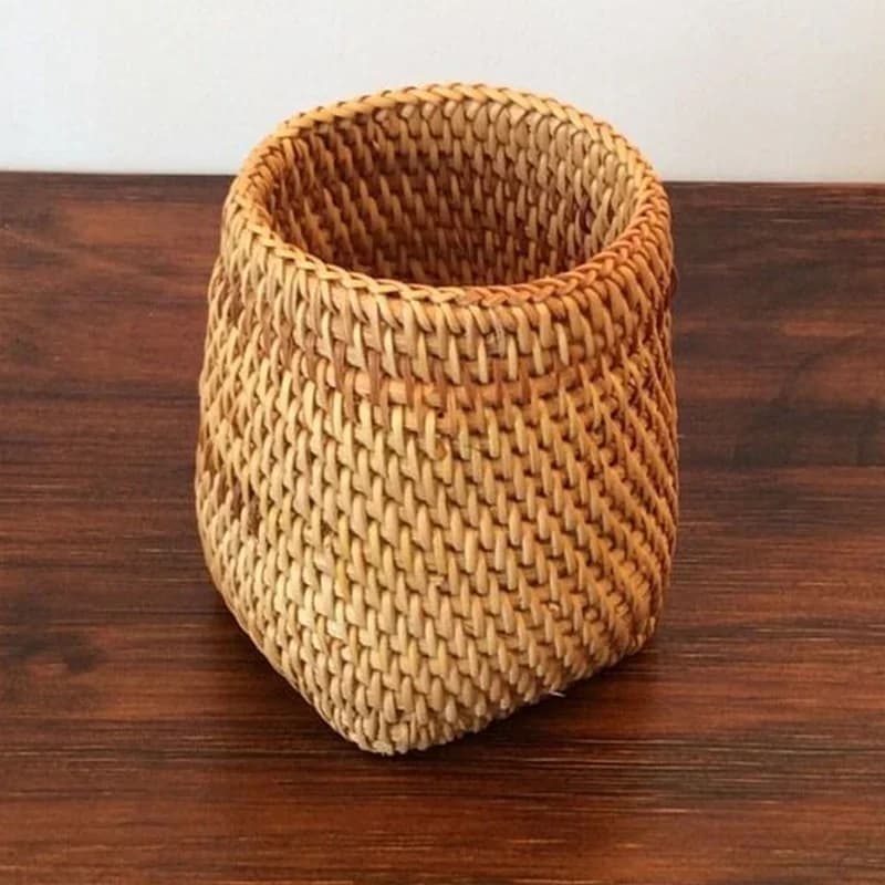 Organisateur de couverts en rotin - Panier de rangement de table