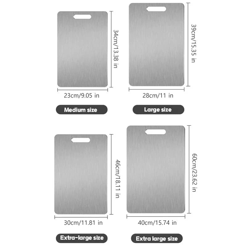 Lot de 3 Planches à Découper en Acier Inoxydable - Double Face Robuste pour Viande, Légumes et Pâte