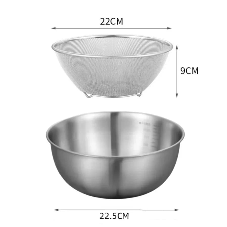 Lot de 1 à 3 bols en acier inoxydable gradués pour cuisine, pâtisserie et conservation des aliments, bols mélangeurs grande capacité