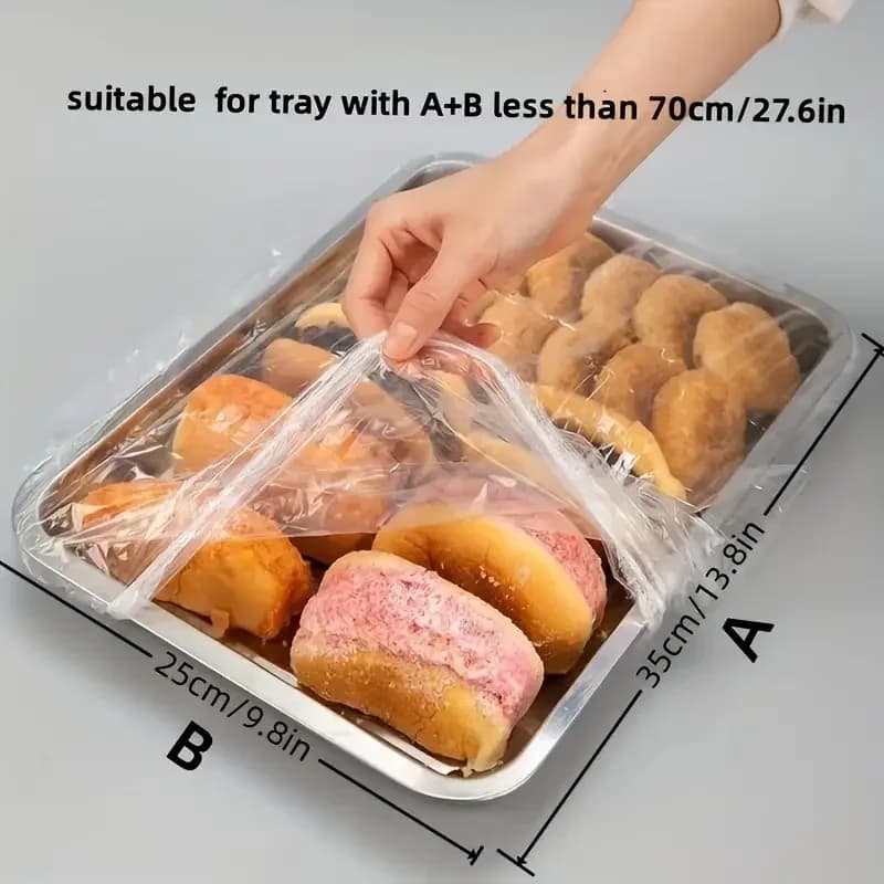 50 Couvre-Plats Élastiques Réutilisables en PE - Charlottes Alimentaires Extensibles pour Pain, Fruits et Encas