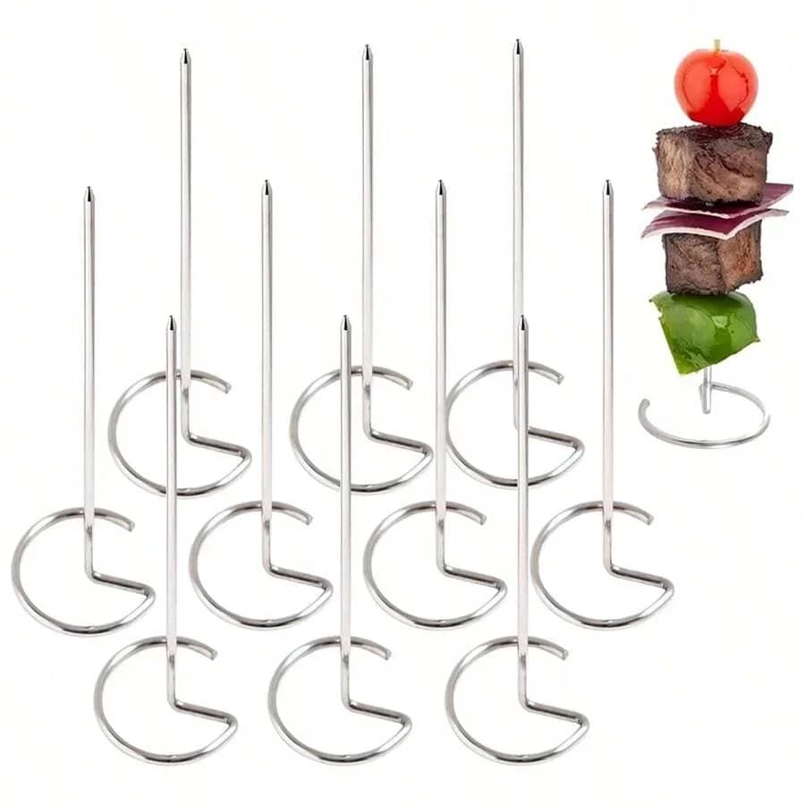 Lot de 10/20/30 brochettes en acier inoxydable réutilisables pour barbecue