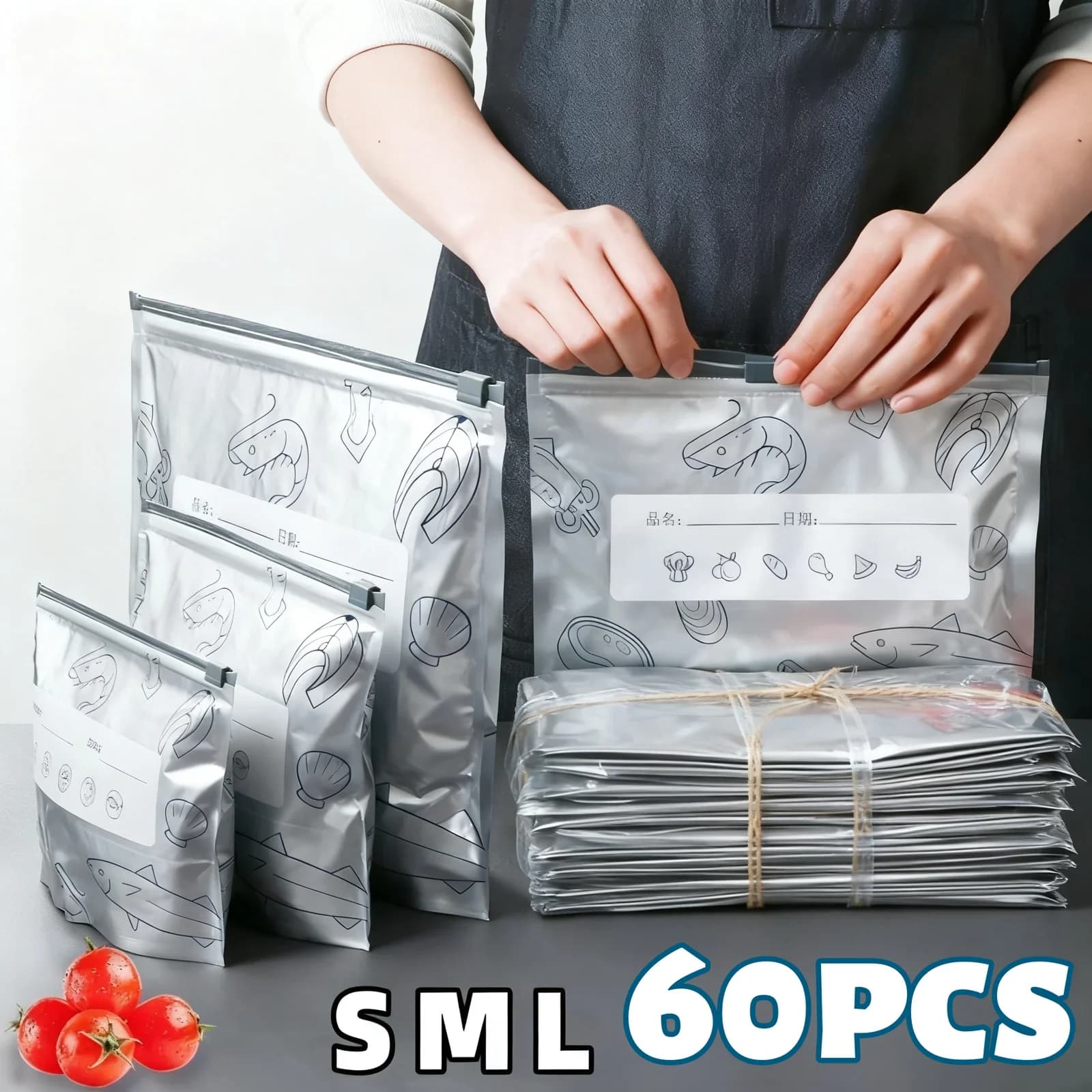 Sacs de conservation hermétiques en aluminium 10/60 pièces - Réutilisables et anti-odeurs