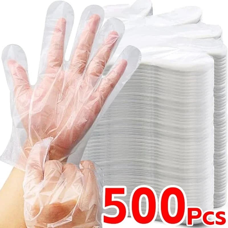 Gants Jetables Transparents en Plastique - Sans Latex pour Cuisine, Préparation et Nettoyage
