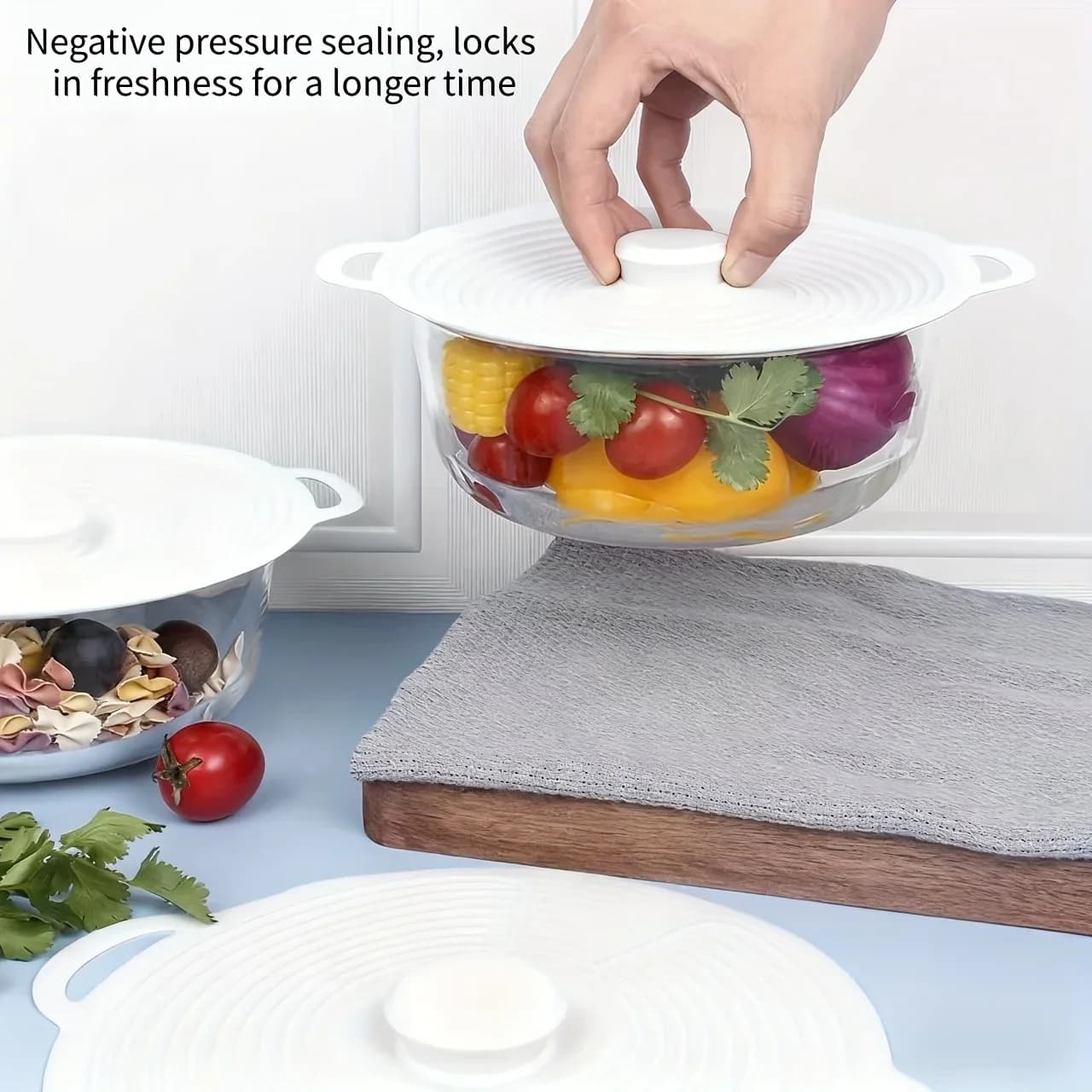 Lot de 3/6 couvercles en silicone à double poignée, anti-éclaboussures pour micro-ondes et casseroles