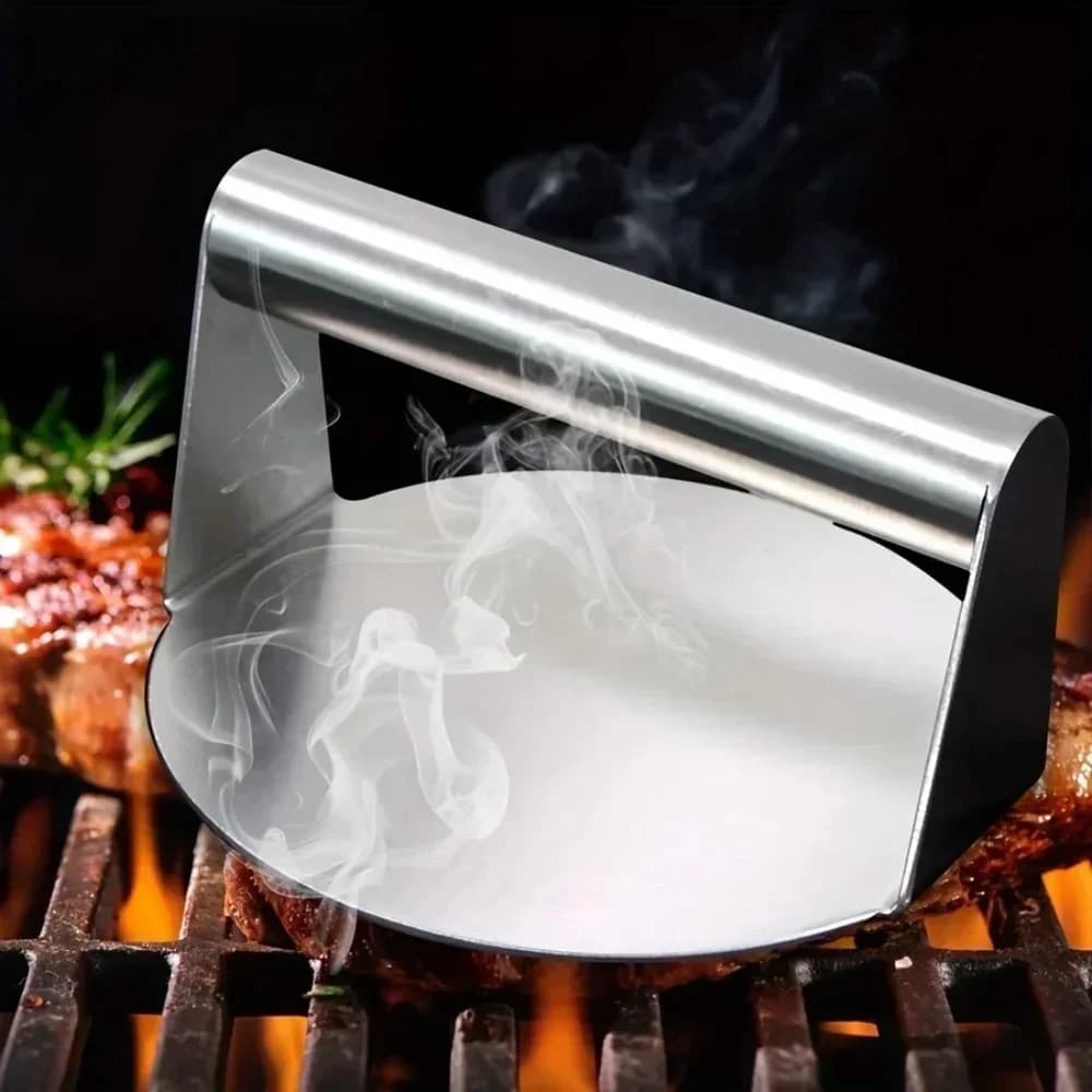 Presse à smash burger en acier inoxydable | Presse à steak haché robuste et antiadhésive pour barbecue et grillades