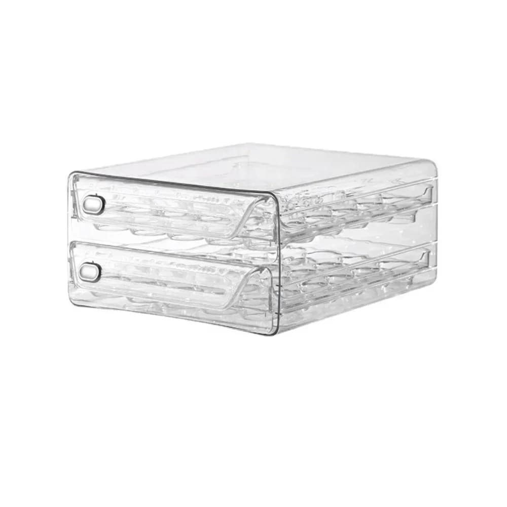 Boîte à Œufs Transparente Double Couche - Organisateur Tiroir avec Curseur Temporel
