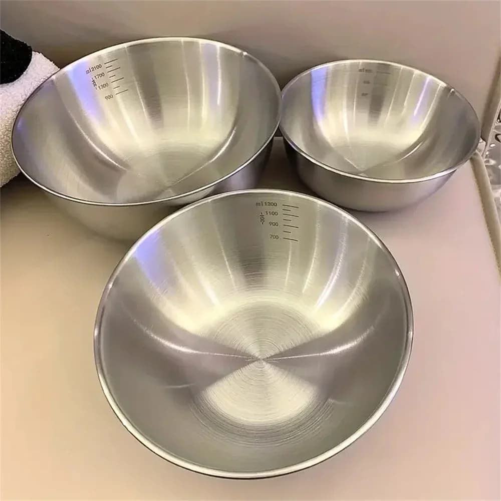 Lot de 1 à 3 bols en acier inoxydable gradués pour cuisine, pâtisserie et conservation des aliments, bols mélangeurs grande capacité