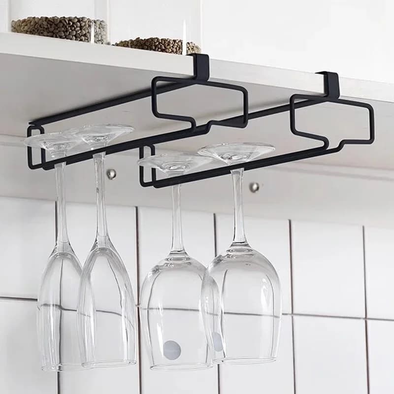 Porte-verres à vin suspendu, support pour verres à pied sans perçage, égouttoir inversé