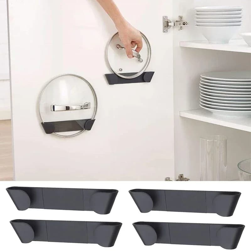 Support mural adhésif sans perçage pour couvercles de casseroles 1/2/4 pièces