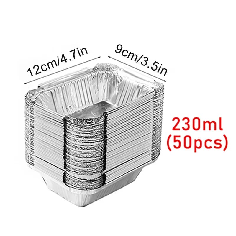 50 barquettes jetables en aluminium pour cuisson, réchauffage et conservation
