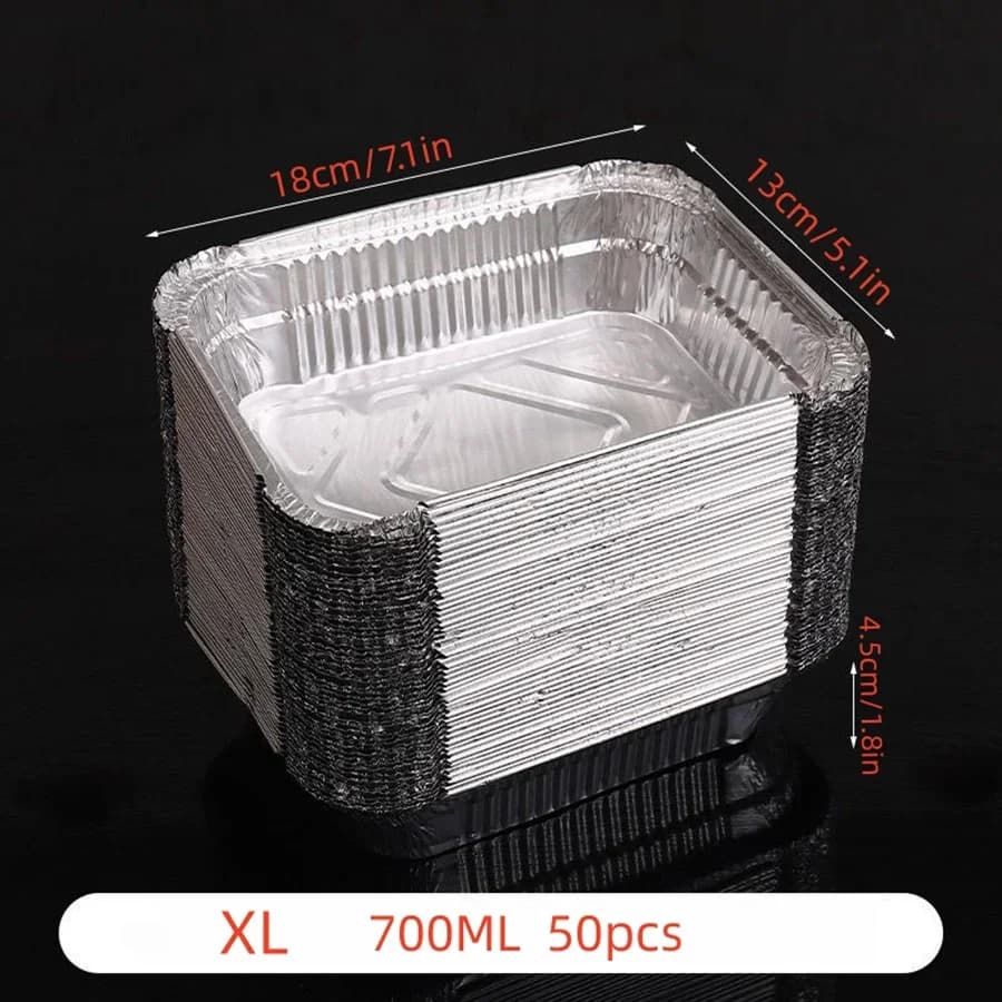 50 barquettes jetables en aluminium pour cuisson, réchauffage et conservation