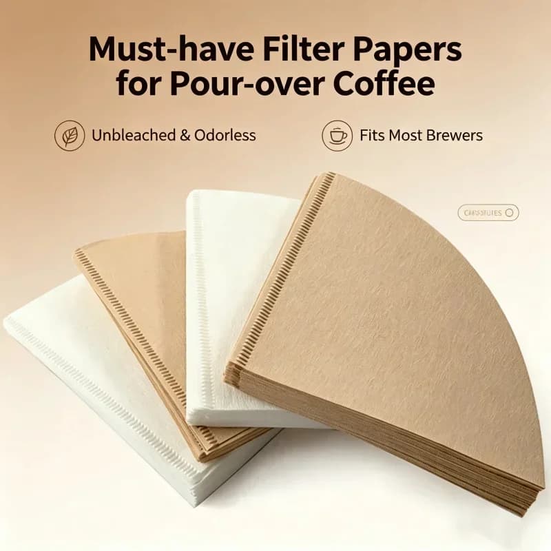 Filtres à café coniques V60 en papier non blanchi - Jetables pour cafetière filtre et pour-over (40/100 pièces)