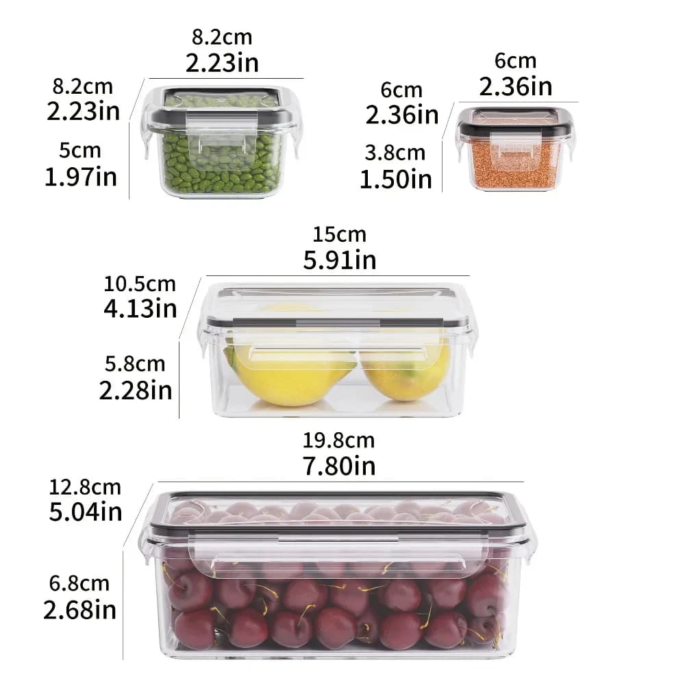 Lot de 8 boîtes hermétiques sans BPA avec couvercles à clip - Rangement en plastique PP pour micro-ondes et congélateur