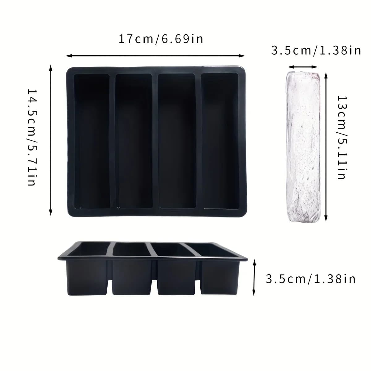Lot de 1/4 moules à glaçons rectangulaires avec couvercle pour bouteilles