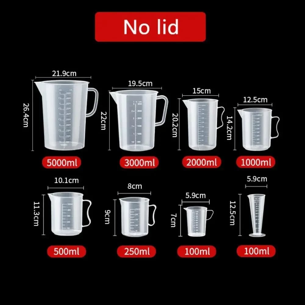 Verre Doseur Alimentaire Gradué 100-5000 ml - Pichet Doseur Plastique Résistant à la Chaleur