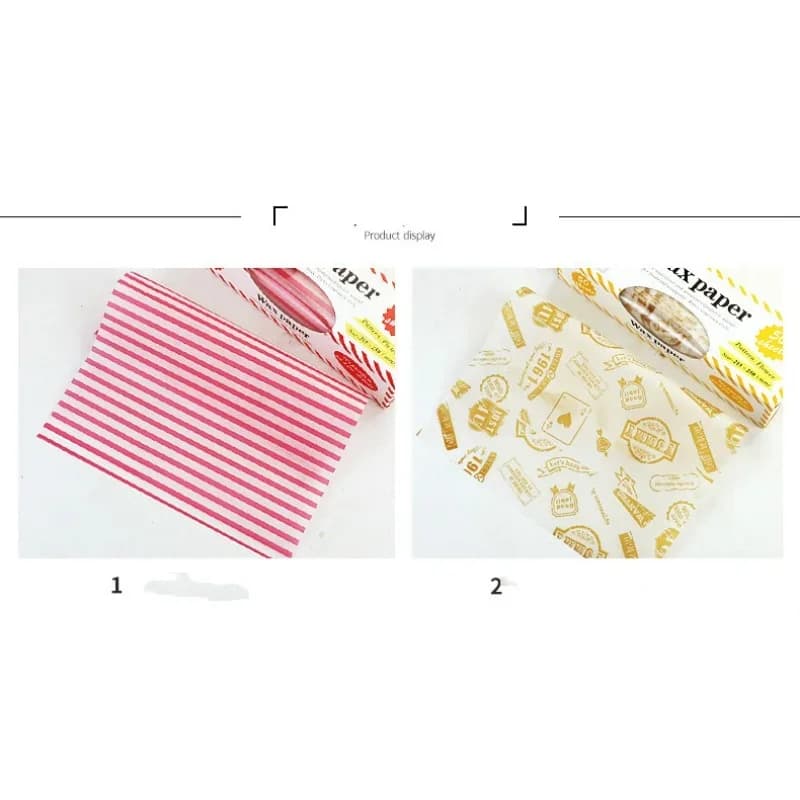Lot de 50 feuilles de papier ciré alimentaire ingraissable pour pain, sandwich, burger et frites, papier sulfurisé de cuisson