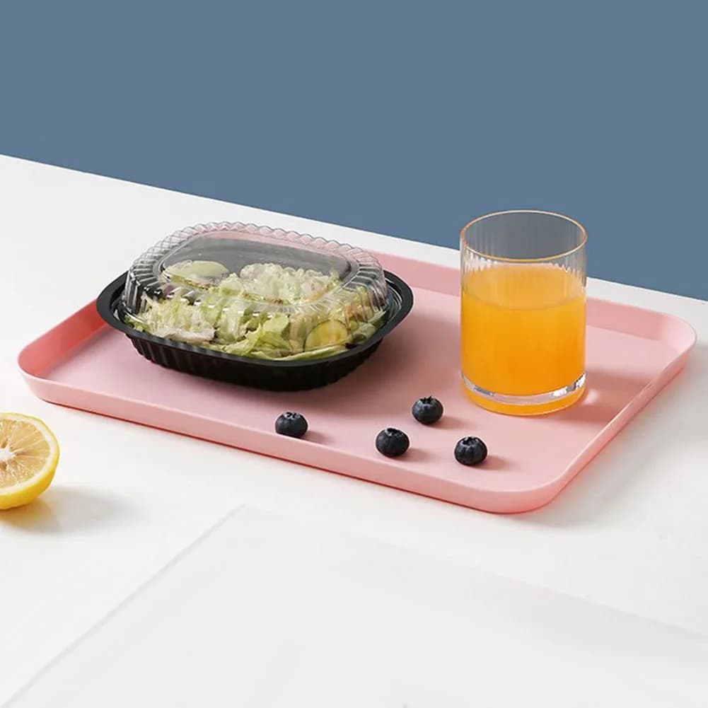Plateau de service rectangulaire en plastique antidérapant et résistant aux rayures