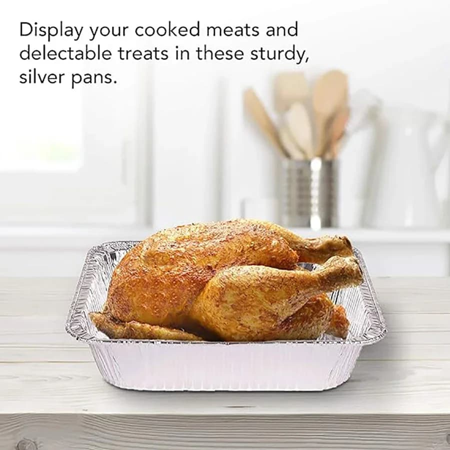 50 barquettes jetables en aluminium pour cuisson, réchauffage et conservation