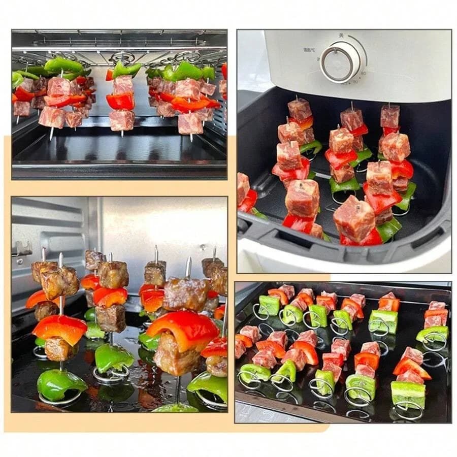 Lot de 10/20/30 brochettes en acier inoxydable réutilisables pour barbecue