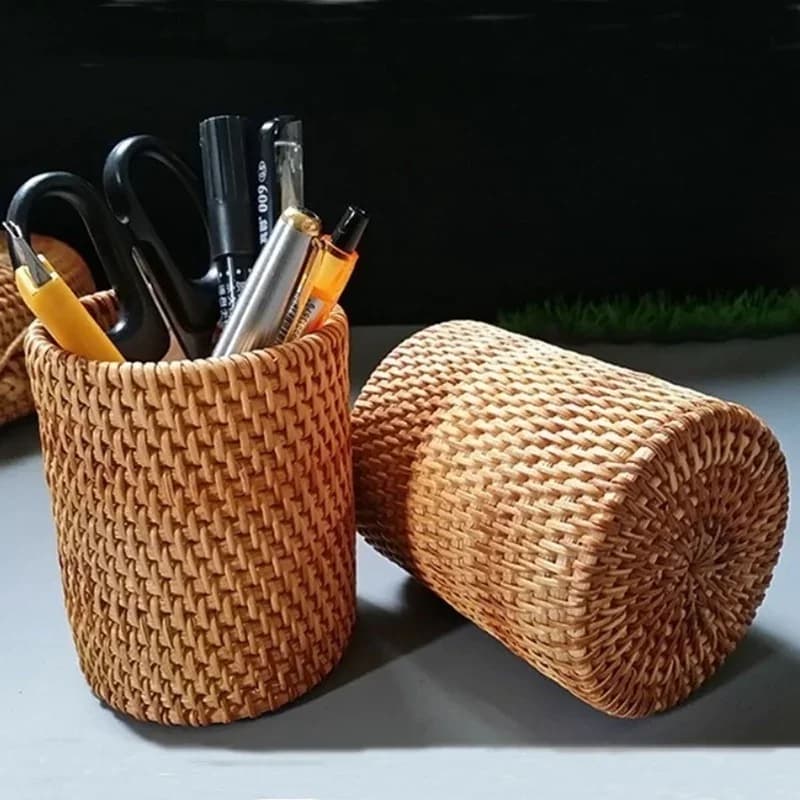 Organisateur de couverts en rotin - Panier de rangement de table