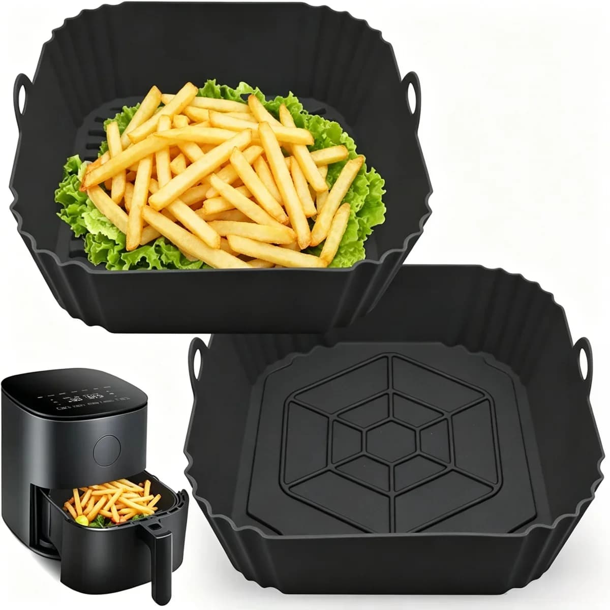 Moule en silicone réutilisable pour Air Fryer - Tapis de cuisson antiadhésif