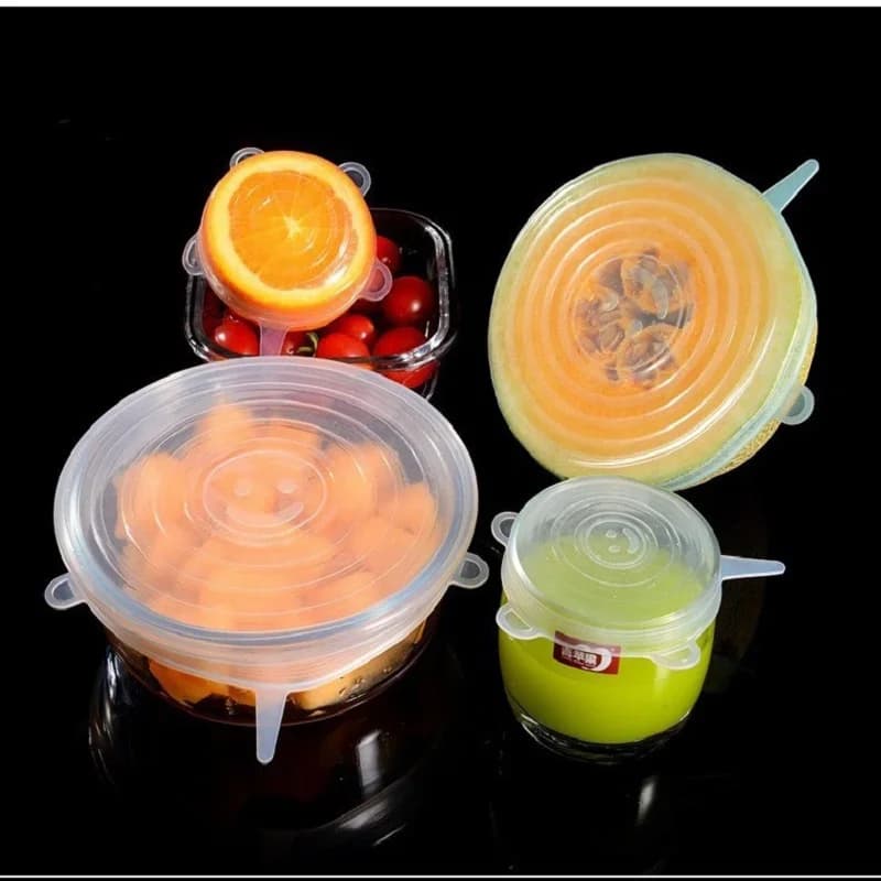Lot de 6 couvercles extensibles en silicone réutilisables pour bols et aliments
