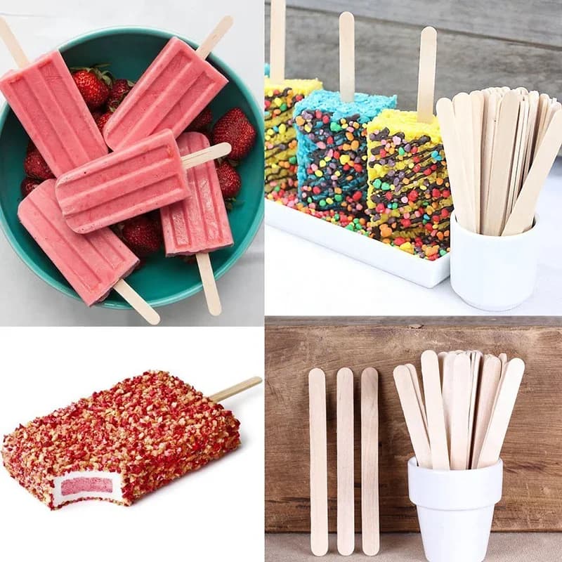 Bâtonnets de glace en bois Leeseph 11,4 cm pour esquimaux et loisirs créatifs