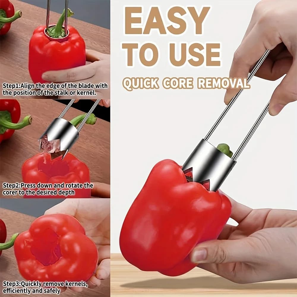 Vide-fruits et légumes en acier inoxydable 1/2/3 pièces - Pommes, poivrons, tomates