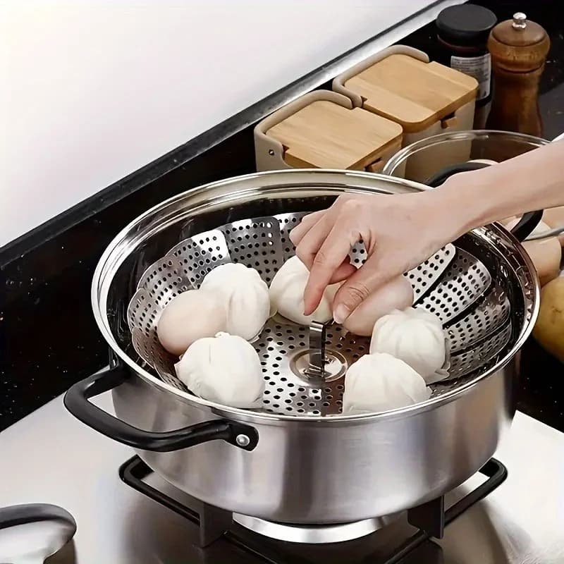 Panier vapeur pliable en acier inoxydable 6-10,5" pour casseroles