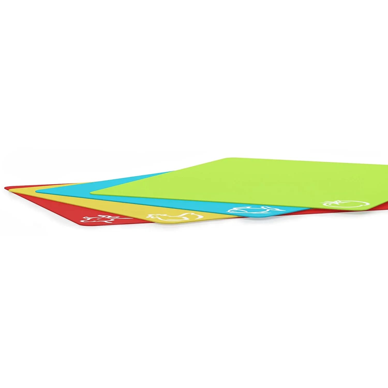 Lot de 4 planches à découper flexibles et antidérapantes en plastique avec icônes d'aliments