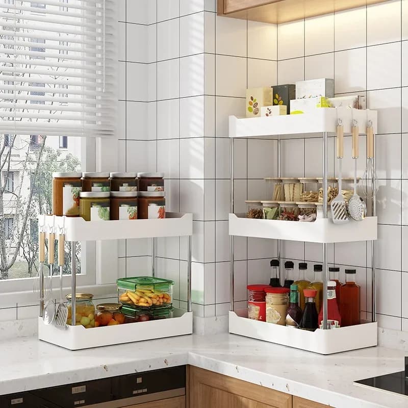 Étagère à Épices de Cuisine Multifonction - Rangement Étagé pour Plan de Travail