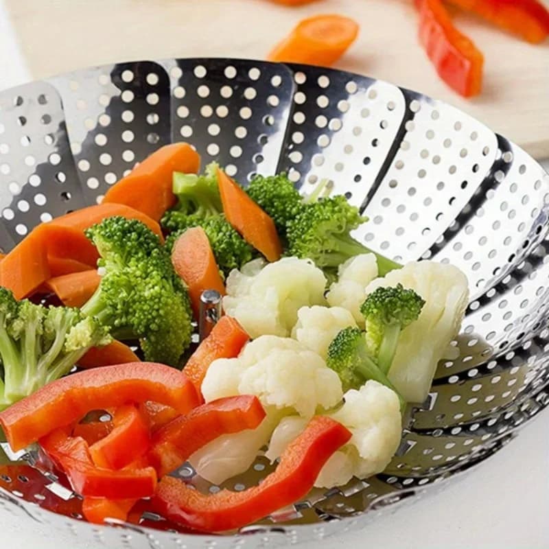 Panier vapeur pliable en acier inoxydable 6-10,5" pour casseroles
