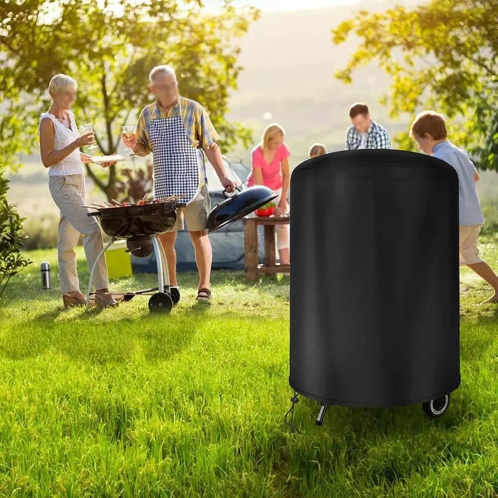 Housse de barbecue ronde étanche Raweao pour Weber, housse de protection extérieure en tissu Oxford 57 cm