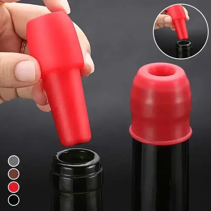 Bouchon universel pour bouteille de vin en silicone souple avec double joint